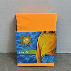 ABG Swim Shirt Youth Medium 7/8 Neon Orange UPF 50+ Long Sleeve Rash Guard UV